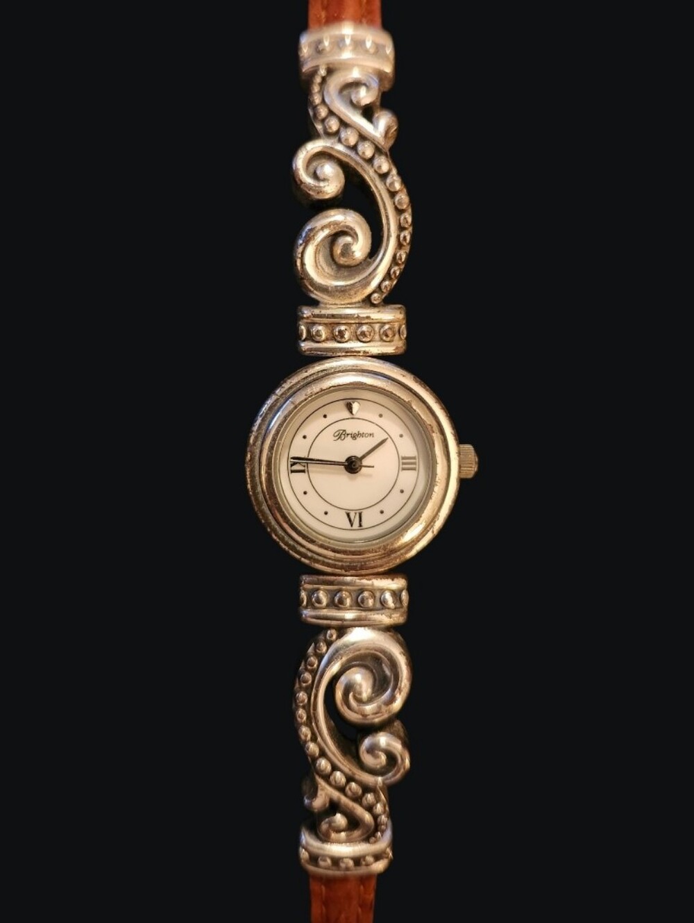 Vintage Brighton Bordeaux Silver Scroll Women’s Watch